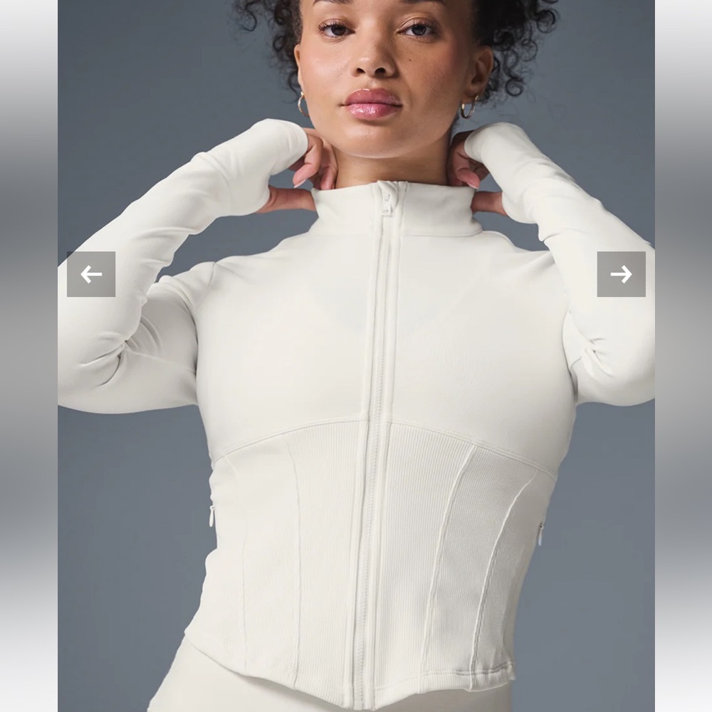 ALO white Airbrush Corset Full Zip Jacket